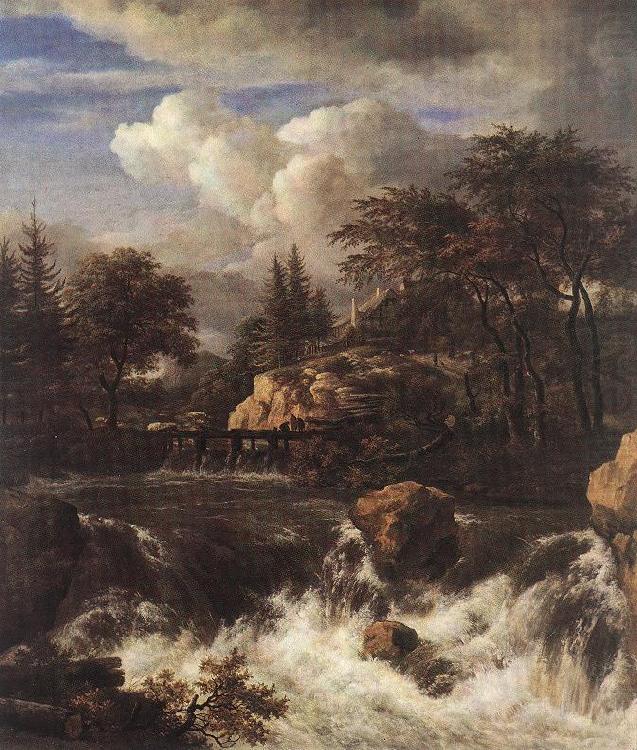 Waterfall by a Church af, RUISDAEL, Jacob Isaackszon van